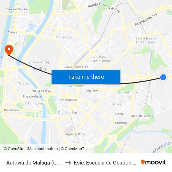 Autovía de Málaga (C. de Automovilismo) to Esic, Escuela de Gestión Comercial y Marketing map