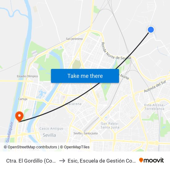 Ctra. El Gordillo (Cortijo Cordobés) to Esic, Escuela de Gestión Comercial y Marketing map