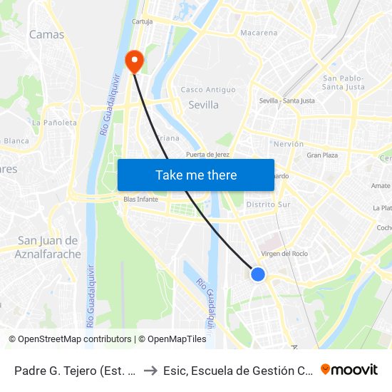 Padre G. Tejero (Est. Benito Villamarín) to Esic, Escuela de Gestión Comercial y Marketing map