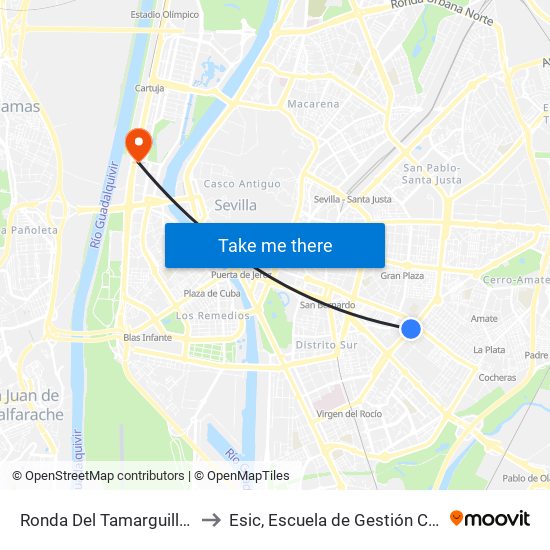 Ronda Del Tamarguillo (Ramón y Cajal) to Esic, Escuela de Gestión Comercial y Marketing map