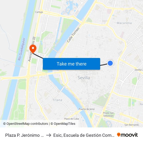 Plaza P. Jerónimo de Córdoba to Esic, Escuela de Gestión Comercial y Marketing map