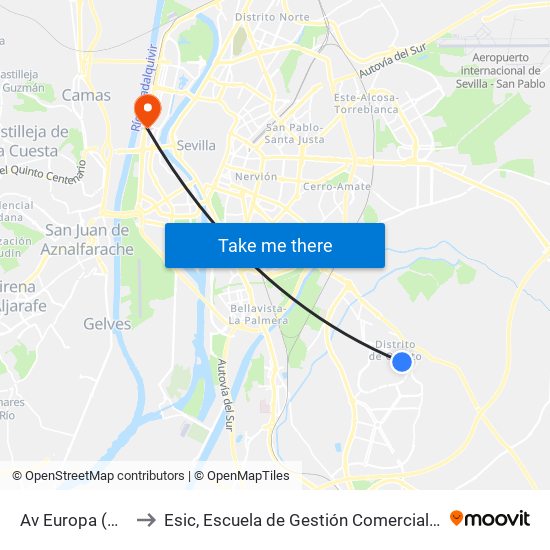 Av Europa (Orbita) to Esic, Escuela de Gestión Comercial y Marketing map