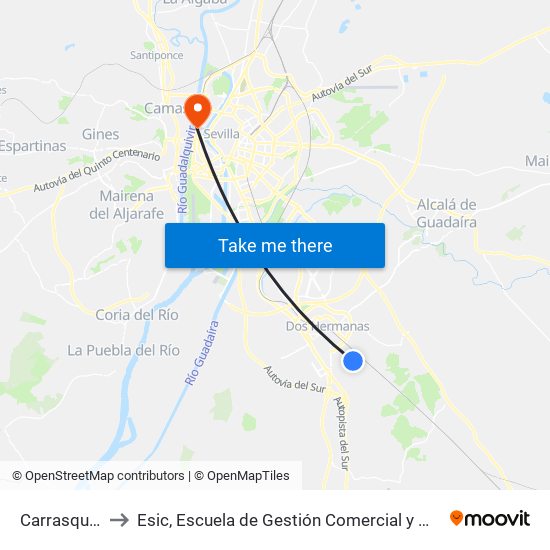 Carrasqueña to Esic, Escuela de Gestión Comercial y Marketing map