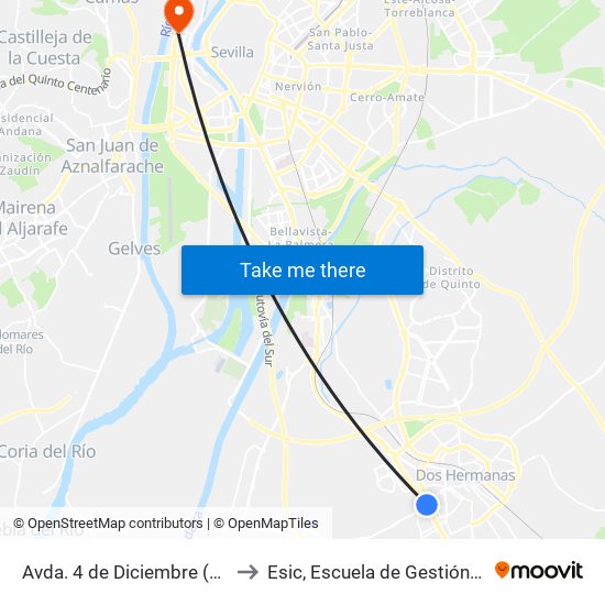 Avda. 4 de Diciembre (Avda. Cristóbal Colón) to Esic, Escuela de Gestión Comercial y Marketing map