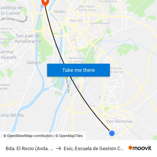 Bda. El Rocío (Avda. 4 de Diciembre) to Esic, Escuela de Gestión Comercial y Marketing map