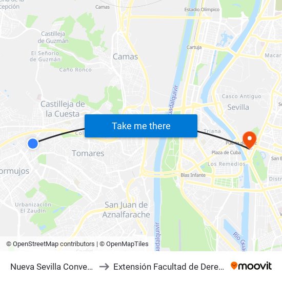 Nueva Sevilla Convento to Extensión Facultad de Derecho map