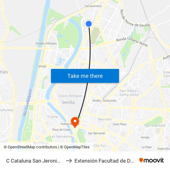 C Cataluna San Jeronimo (V) to Extensión Facultad de Derecho map