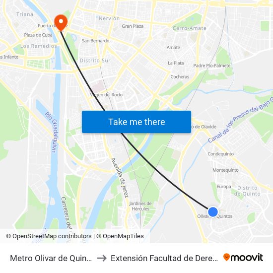 Metro Olivar de Quintos to Extensión Facultad de Derecho map