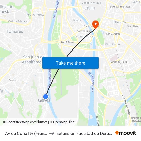 Av de Coria Itv (Frente) to Extensión Facultad de Derecho map