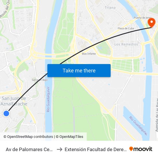 Av de Palomares Centro to Extensión Facultad de Derecho map