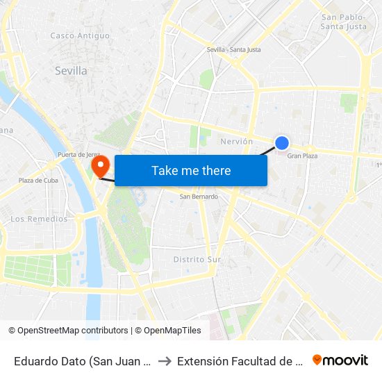 Eduardo Dato (San Juan de Dios) to Extensión Facultad de Derecho map