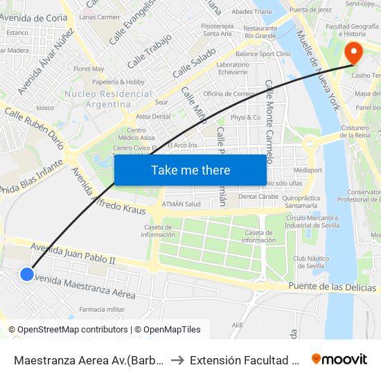 Maestranza Aerea Av.(Barberan y Collar) to Extensión Facultad de Derecho map