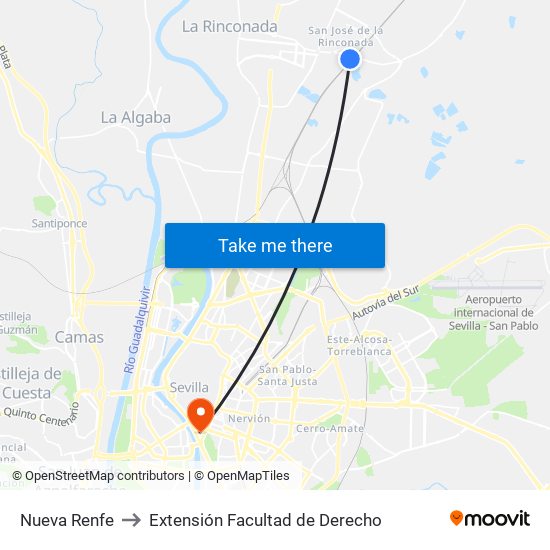 Nueva Renfe to Extensión Facultad de Derecho map