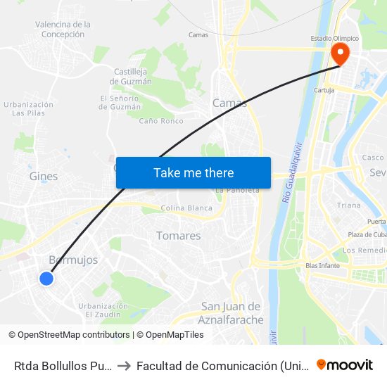 Rtda Bollullos Puertas Leyva to Facultad de Comunicación (Universidad de Sevilla) map