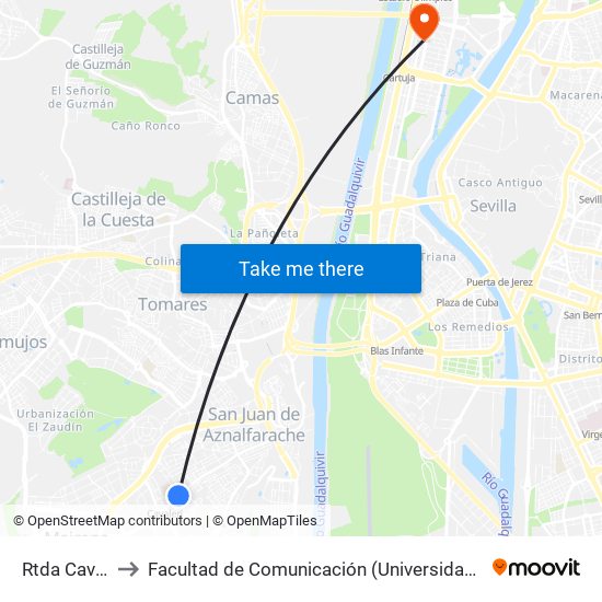 Rtda Cavaleri to Facultad de Comunicación (Universidad de Sevilla) map