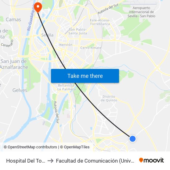 Hospital Del Tomillar (V) to Facultad de Comunicación (Universidad de Sevilla) map