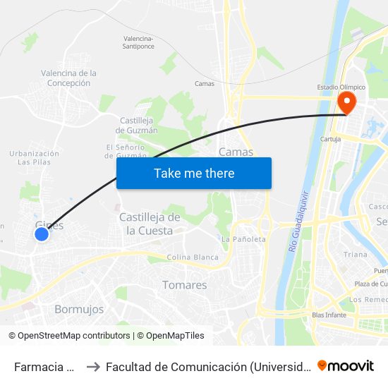 Farmacia Martin to Facultad de Comunicación (Universidad de Sevilla) map