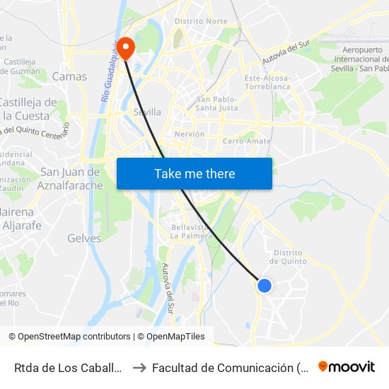 Rtda de Los Caballos Esq. C/ Malva to Facultad de Comunicación (Universidad de Sevilla) map