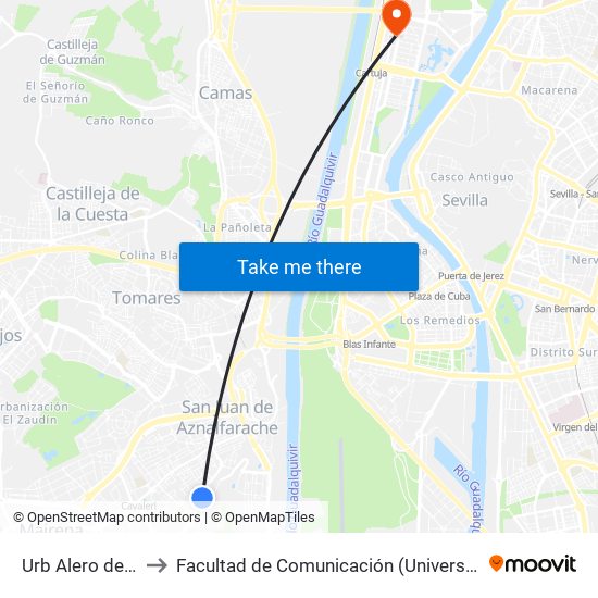 Urb Alero de Sevilla to Facultad de Comunicación (Universidad de Sevilla) map