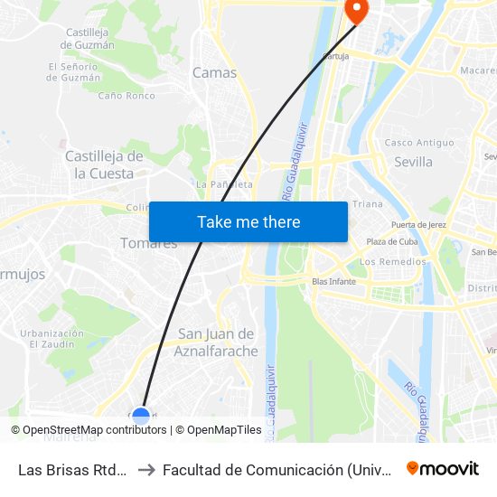Las Brisas Rtda Cavaleri to Facultad de Comunicación (Universidad de Sevilla) map