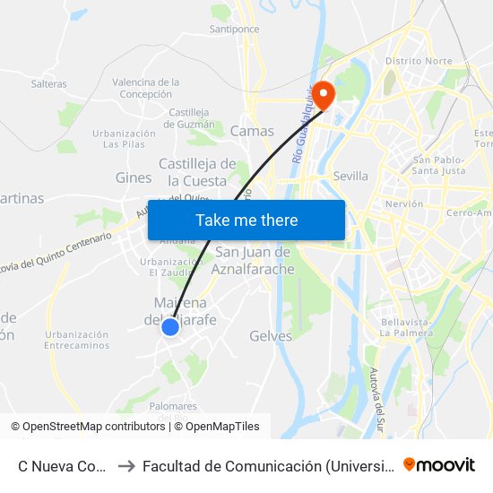 C Nueva Confiteria to Facultad de Comunicación (Universidad de Sevilla) map