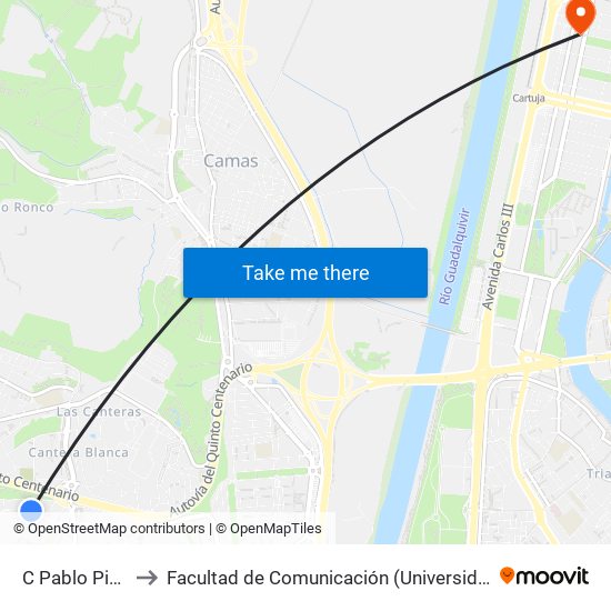 C Pablo Picasso to Facultad de Comunicación (Universidad de Sevilla) map