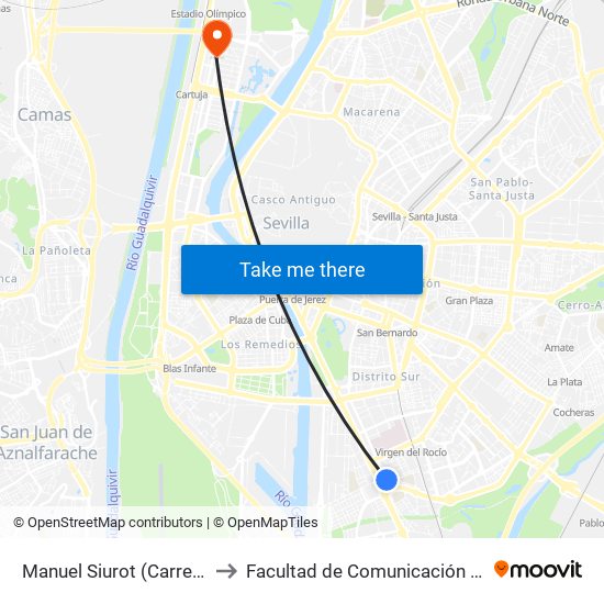 Manuel Siurot (Carretera Su Eminencia) to Facultad de Comunicación (Universidad de Sevilla) map