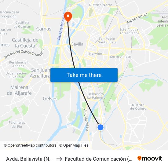 Avda. Bellavista (Nueva Bellavista) to Facultad de Comunicación (Universidad de Sevilla) map