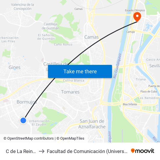 C de La Reina Sofía to Facultad de Comunicación (Universidad de Sevilla) map