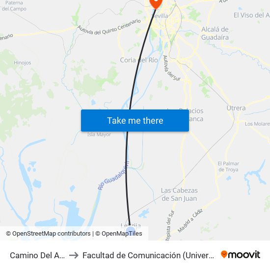 Camino Del Aceituno to Facultad de Comunicación (Universidad de Sevilla) map