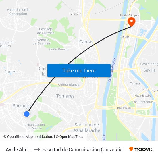 Av de Almargen to Facultad de Comunicación (Universidad de Sevilla) map