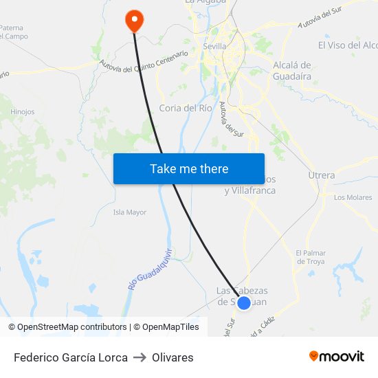 Federico García Lorca to Olivares map