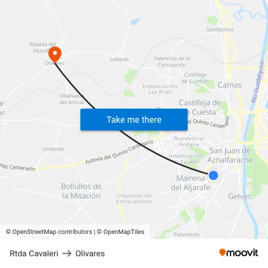 Rtda Cavaleri to Olivares map