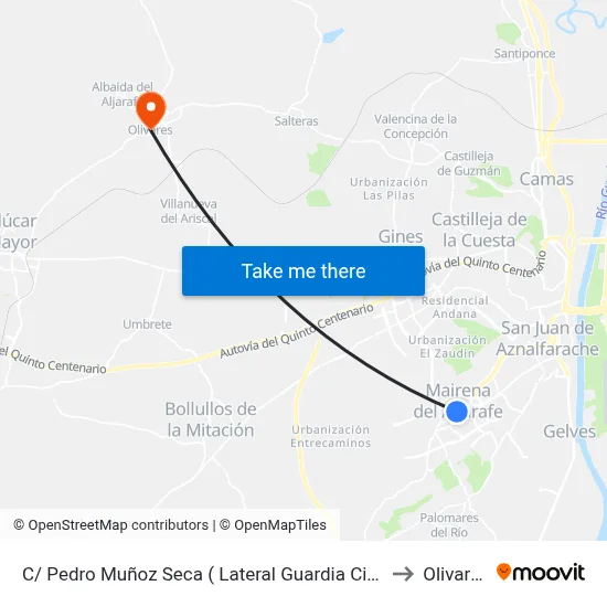 C/ Pedro Muñoz Seca ( Lateral Guardia Civil ) to Olivares map
