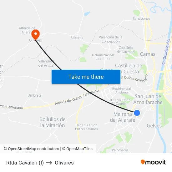 Rtda Cavaleri (I) to Olivares map