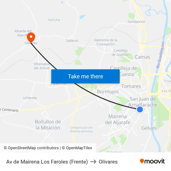 Av de Mairena Los Faroles (Frente) to Olivares map