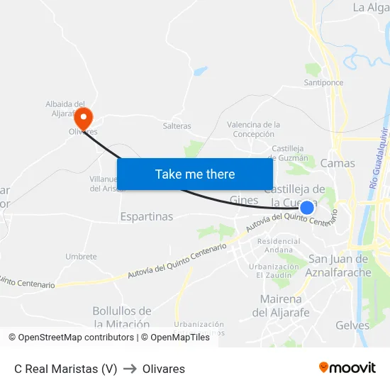 C Real Maristas (V) to Olivares map