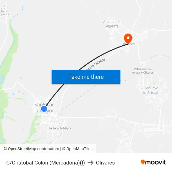 C/Cristobal Colon (Mercadona)(I) to Olivares map