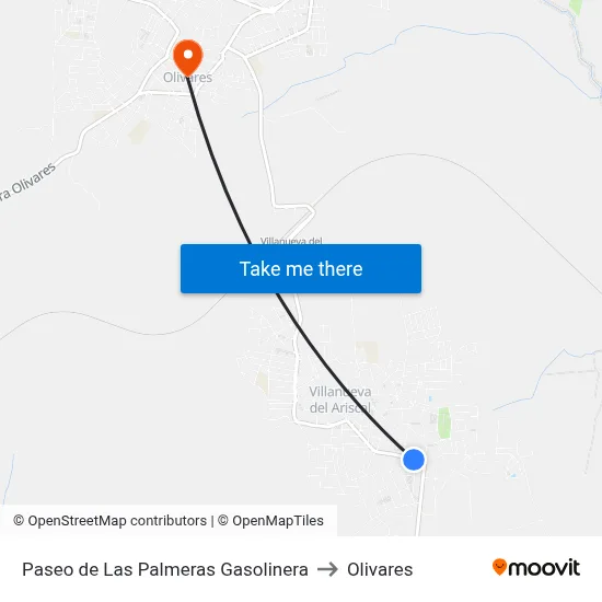Paseo de Las Palmeras Gasolinera to Olivares map