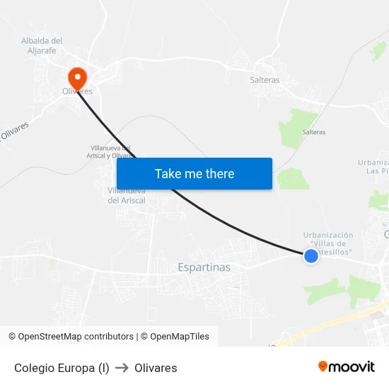 Colegio Europa (I) to Olivares map