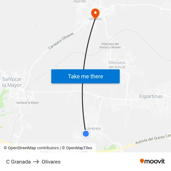 C Granada to Olivares map