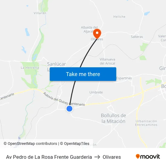 Av Pedro de La Rosa Frente Guarderia to Olivares map