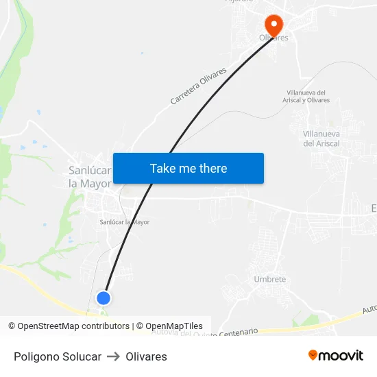 Poligono Solucar to Olivares map