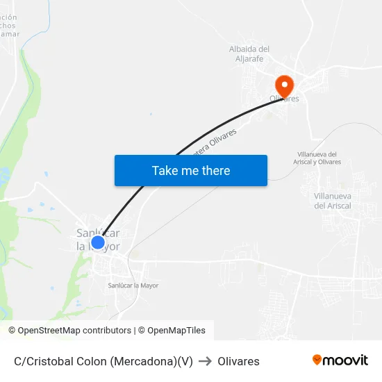 C/Cristobal Colon (Mercadona)(V) to Olivares map