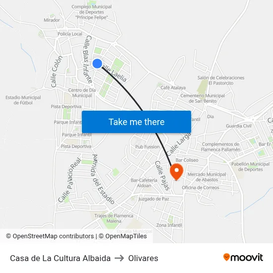 Casa de La Cultura Albaida to Olivares map