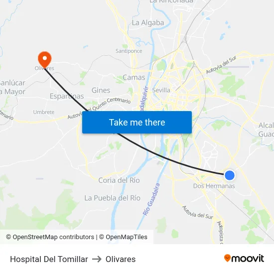Hospital Del Tomillar to Olivares map