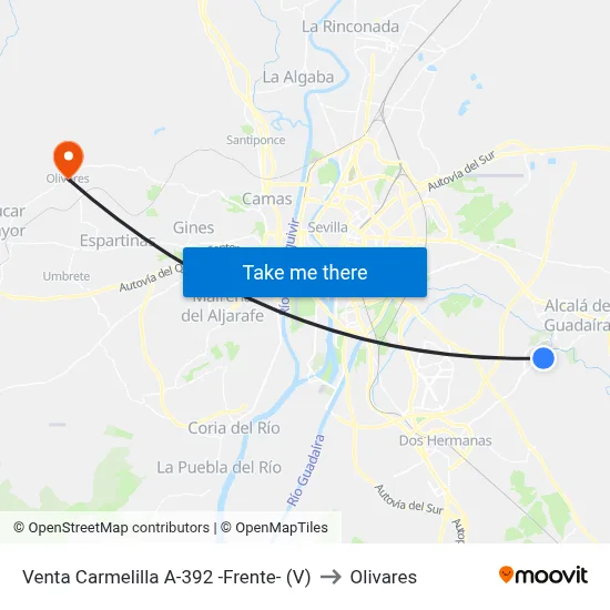 Venta Carmelilla A-392 -Frente- (V) to Olivares map