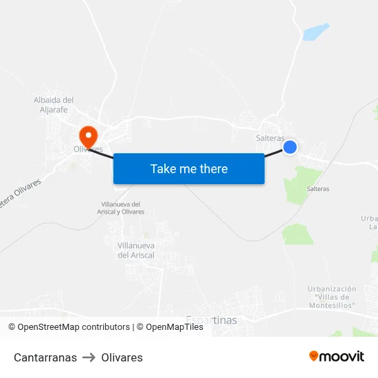 Cantarranas to Olivares map