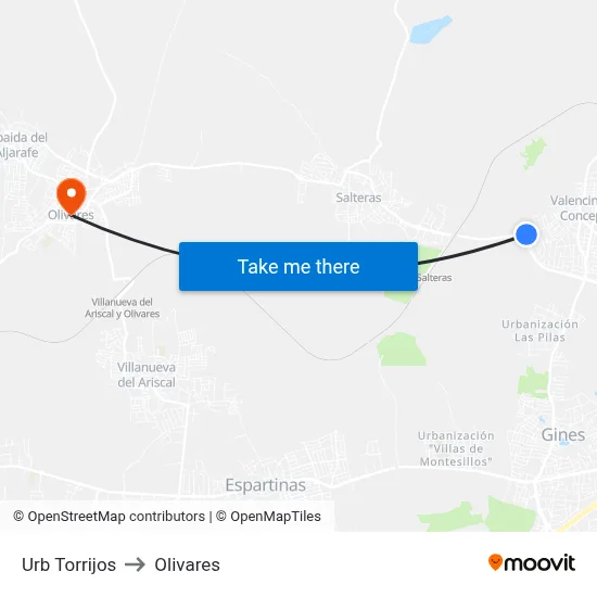 Urb Torrijos to Olivares map