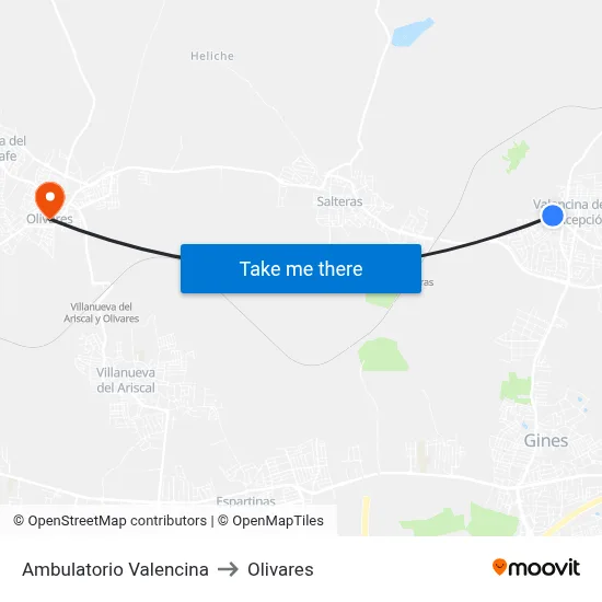 Ambulatorio Valencina to Olivares map